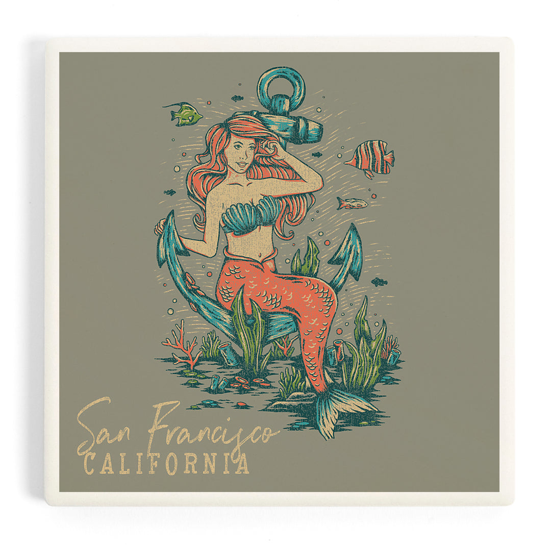 San Francisco, California, Mermaid and Anchor, Ocean Floor Scene, Coasters