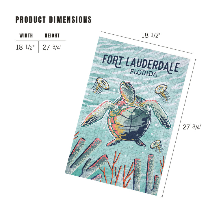 Fort Lauderdale, Florida, Graphic Pastel, Sea Turtle, Jigsaw Puzzle