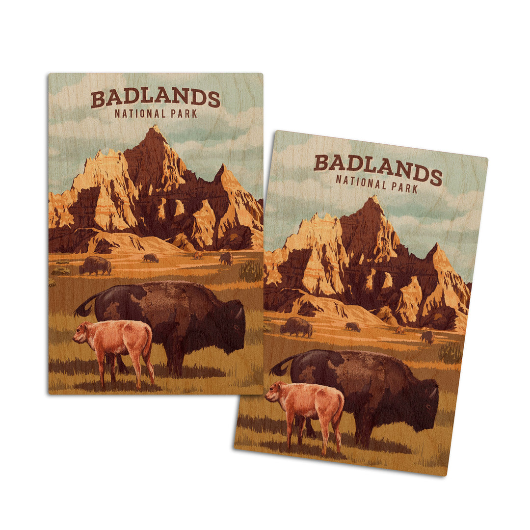 Badlands National Park, South Dakota, Painterly National Park Series, Wood Signs and Postcards