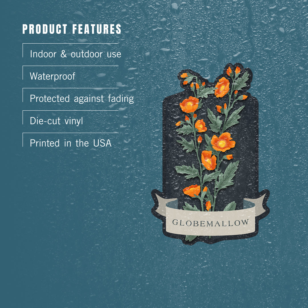 Vintage Flora Noir, Globemallow, Vinyl Sticker