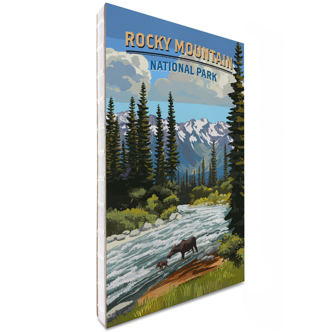 Lined 6x9 Journal, Rocky Mountain National Park, Moose and River Rapids, Lay Flat, 193 Pages, FSC paper