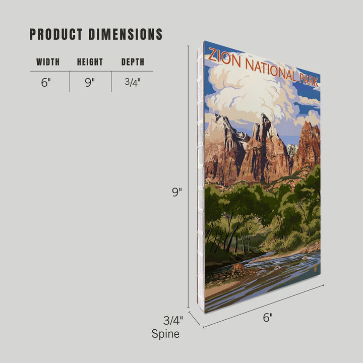 Lined 6x9 Journal, Zion National Park, Utah, Virgin River and Peaks, Lay Flat, 193 Pages, FSC paper