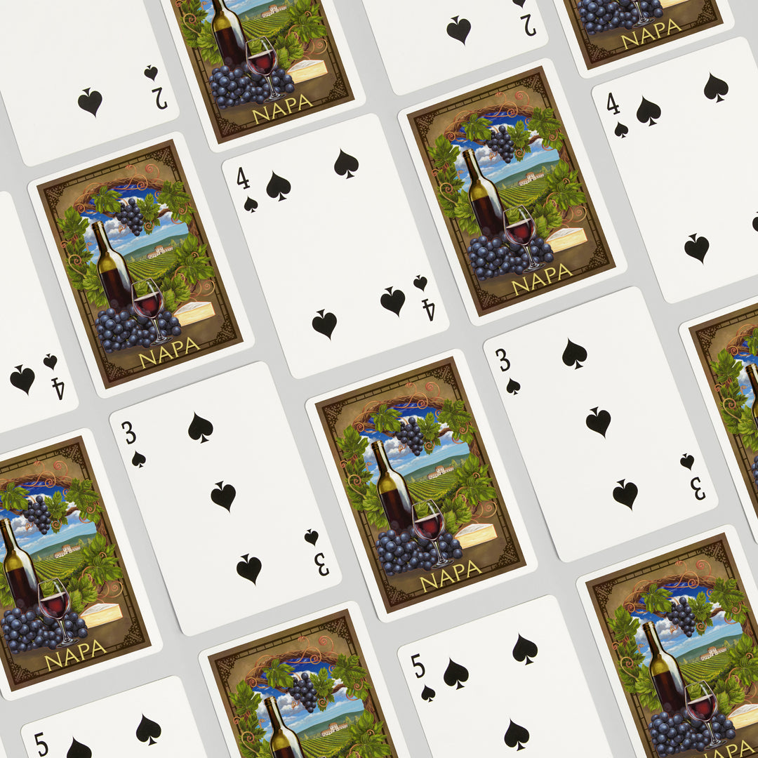 Playing Cards, Napa, California, Pinot Noir Vineyard Scene, 52 Card Deck with Jokers in Box, Unique Art