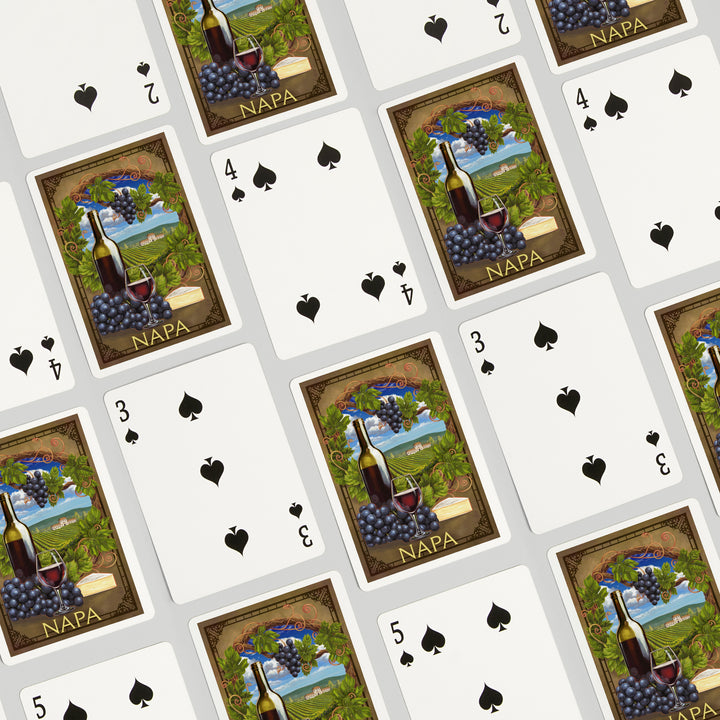 Playing Cards, Napa, California, Pinot Noir Vineyard Scene, 52 Card Deck with Jokers in Box, Unique Art
