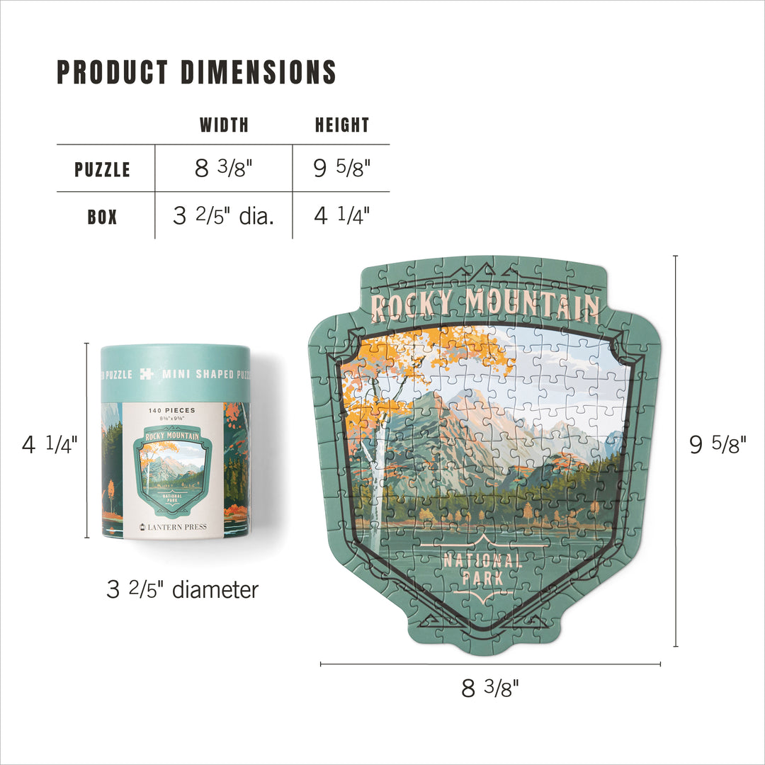 Lantern Press Mini Shaped Adult Jigsaw Puzzle, Protect Our National Parks (Rocky Mountain)