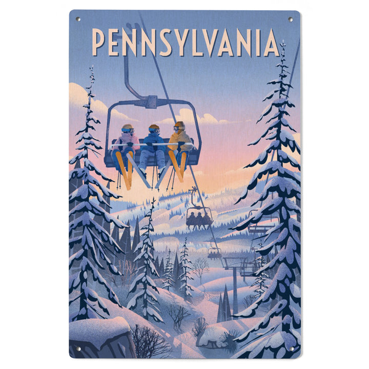 Pennsylvania, Chill on the Uphill, Ski Lift, Wood Signs and Postcards