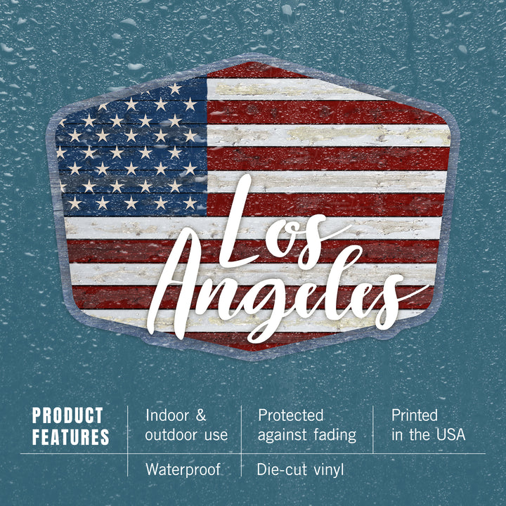 Los Angeles, California, Distressed American Flag, Contour, Vinyl Sticker