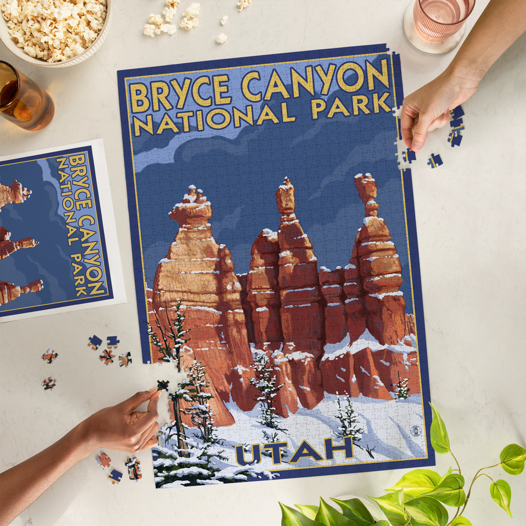Bryce Canyon National Park, Utah, Winter Scene #2, Painterly Series, Jigsaw Puzzle