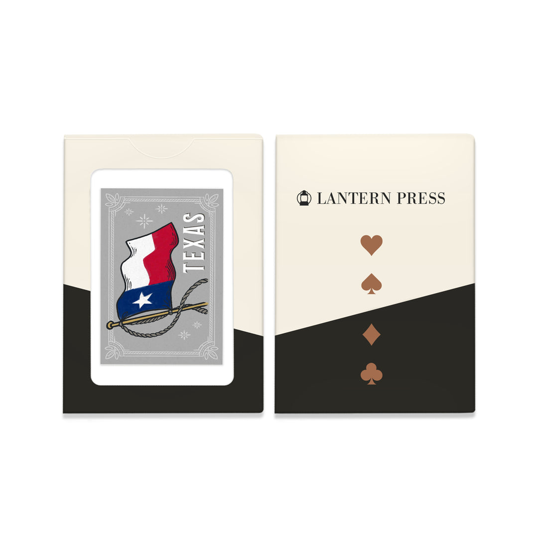 Playing Cards, Texas, Waving State Flag, State Series, 52 Card Deck with Jokers in Box, Unique Art