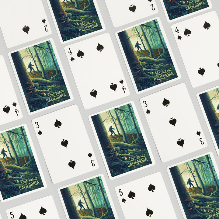 Playing Cards, Fort Bragg, California, Wanderer, Bigfoot in Forest, 52 Card Deck with Jokers in Box, Unique Art