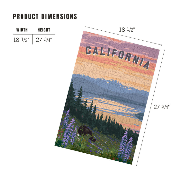 California Bear and Spring Flowers, 1000 Piece Jigsaw Puzzle