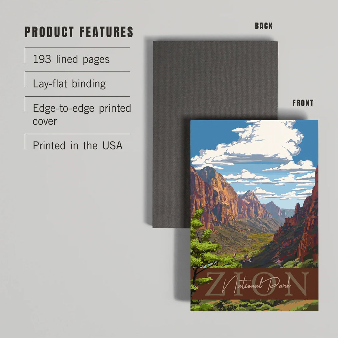 Lined 6x9 Journal, Zion National Park, Zion Canyon View, Typography, Lay Flat, 193 Pages, FSC paper