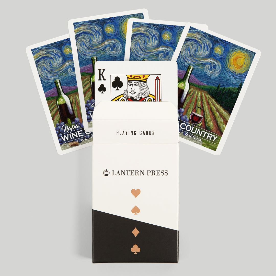 Playing Cards, Napa, California, Wine Country, Vineyard, Starry Night, 52 Card Deck with Jokers in Box, Unique Art