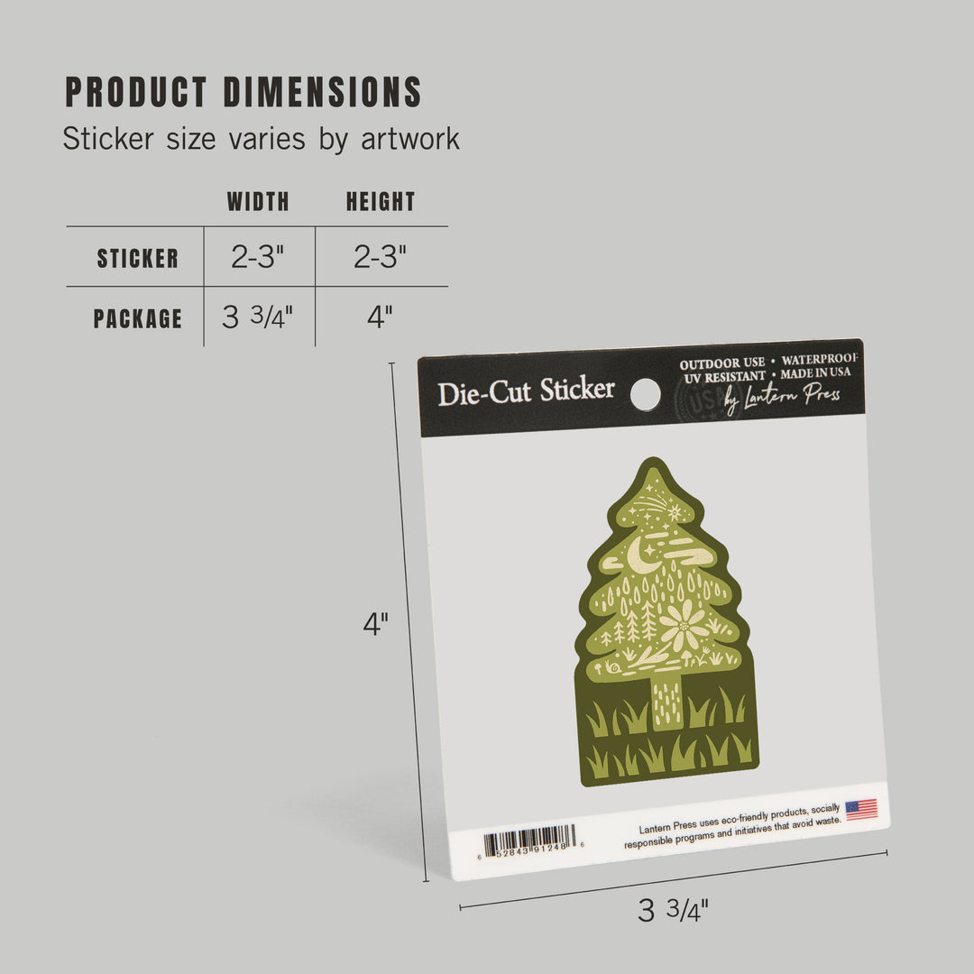 Boho Colorblock, Evergreen, Vinyl Sticker