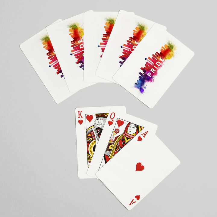 Playing Cards, Seattle, Washington, Gay Pride, Skyline Abstract, 52 Card Deck with Jokers in Box, Unique Art
