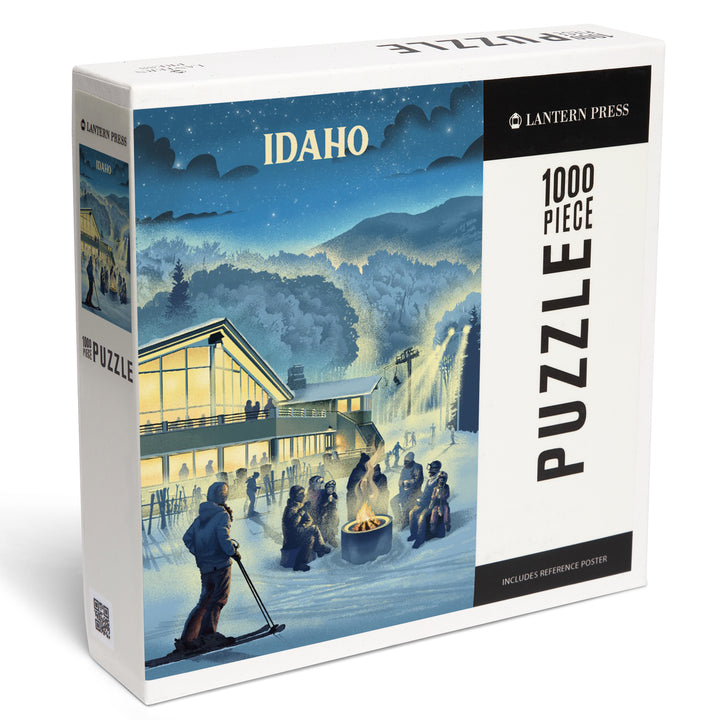 Idaho, Lithograph, Snow Lodge, 1000 Piece Jigsaw Puzzle