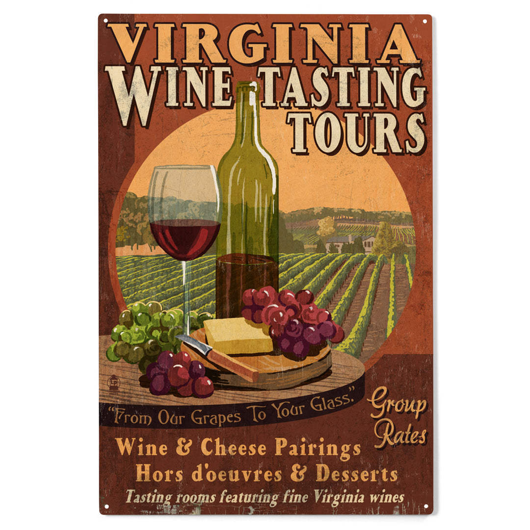 Virginia, Wine Vintage Sign, Wood Sign and Postcards