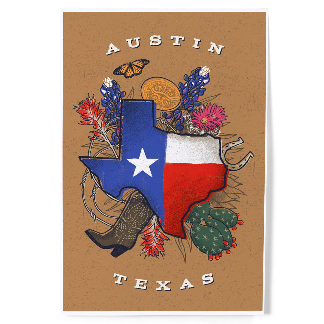 Austin, Texas, State Treasure Trove, Art & Giclee Prints