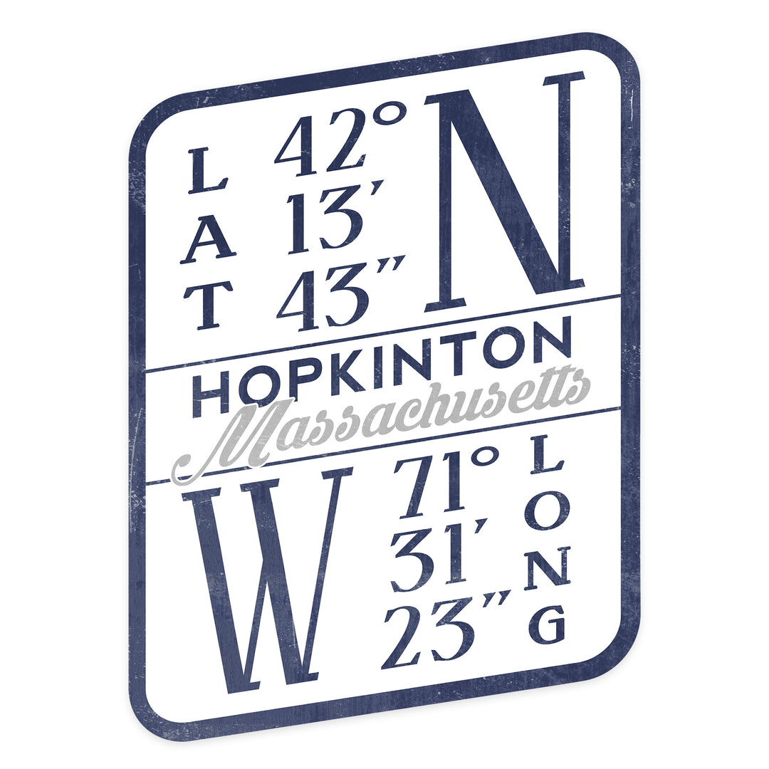 Hopkinton, Massachusetts, Latitude and Longitude, Contour, Vinyl Sticker