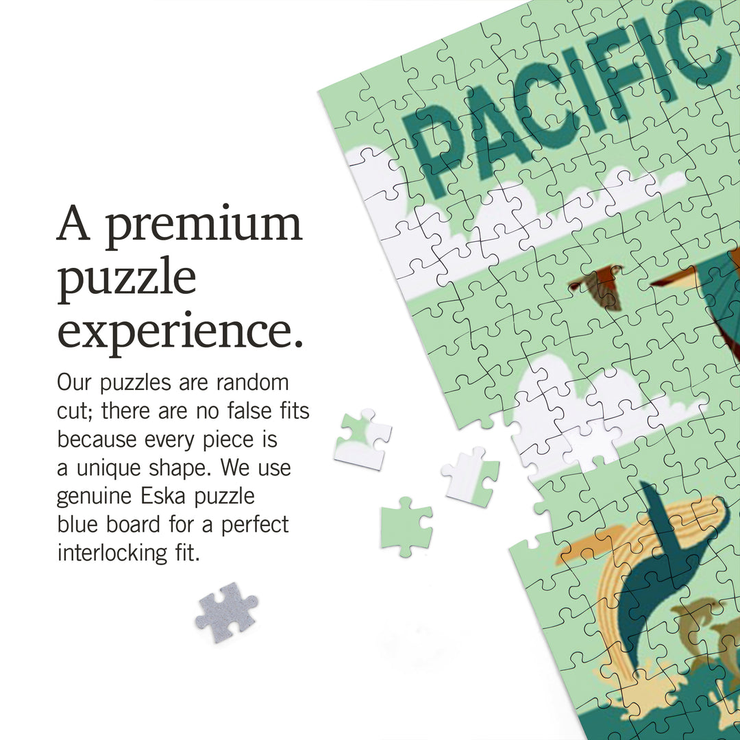 Pacific Northwest Wildlife, Lighthouse and Coastal Life Illustration, 1000 Piece Jigsaw Puzzle