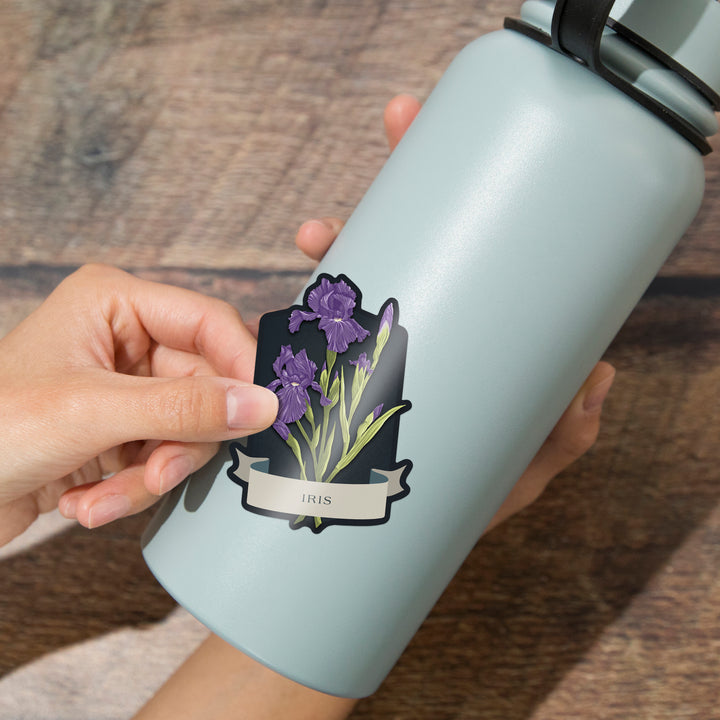 Vintage Flora Noir, Iris, Vinyl Sticker