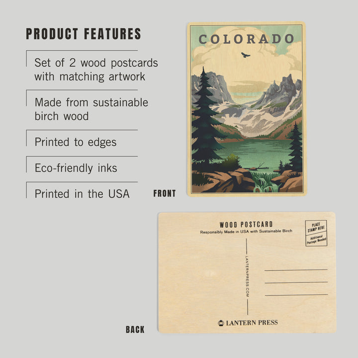Colorado Lake Lithograph, Wood Sign and Postcards