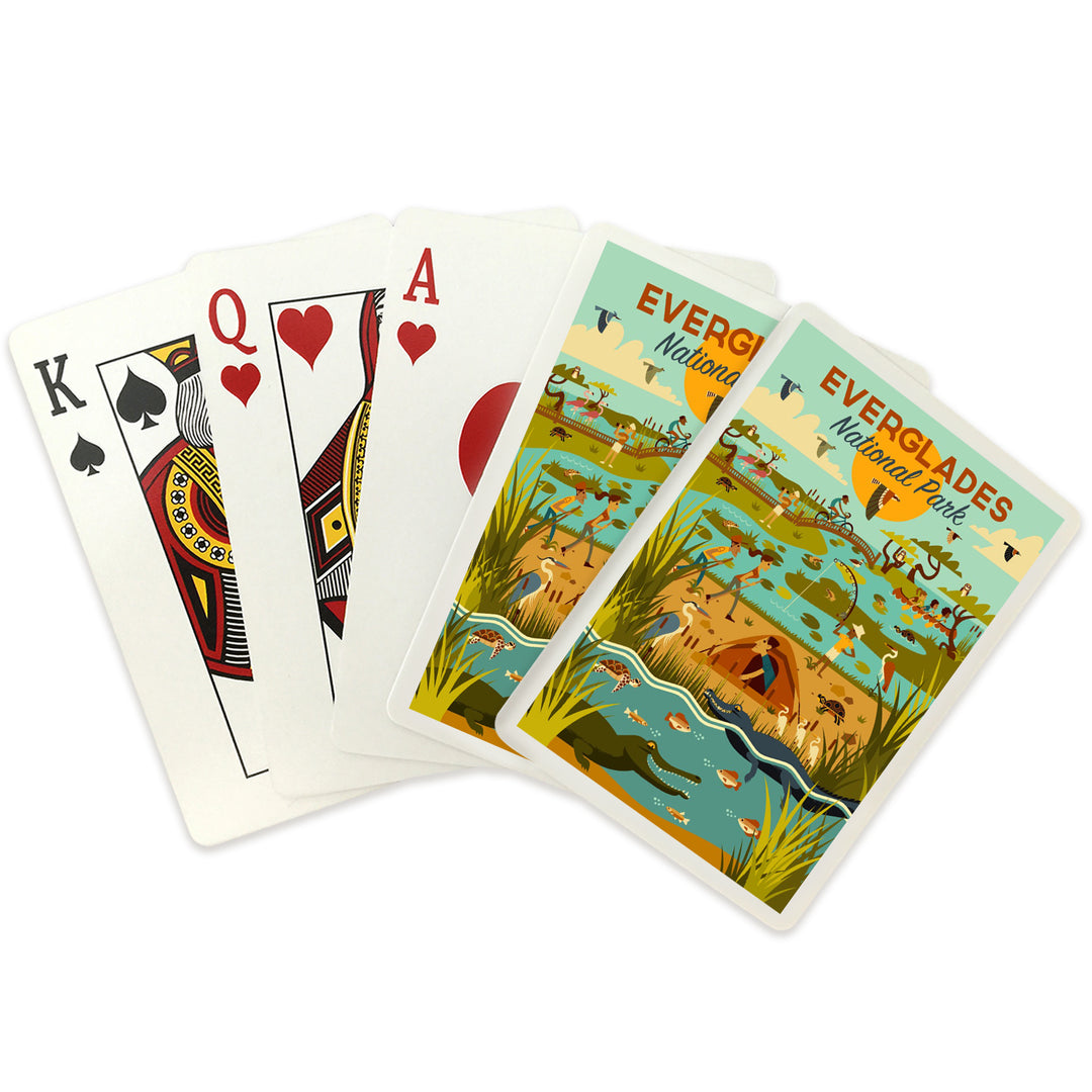 Playing Cards, Everglades National Park, Florida, Geometric, 52 Card Deck with Jokers in Box, Unique Art