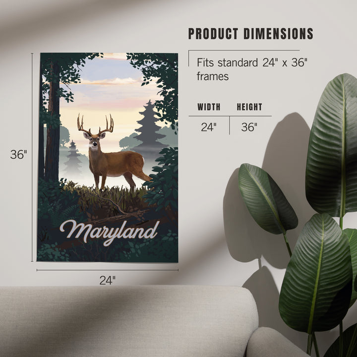 Maryland, Painterly, Deer and Sunrise, Art & Giclee Prints