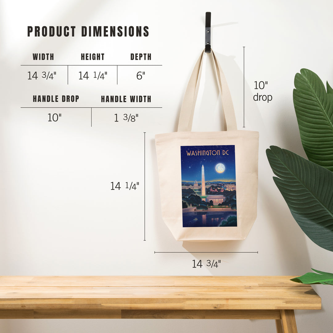 Washington, DC, Lithograph City Series, Night Skyline, Tote Bag