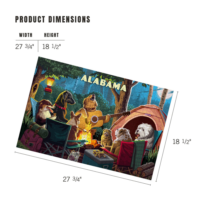 Alabama, Painterly, Pack Life, Dogs Around Campfire, Jigsaw Puzzle