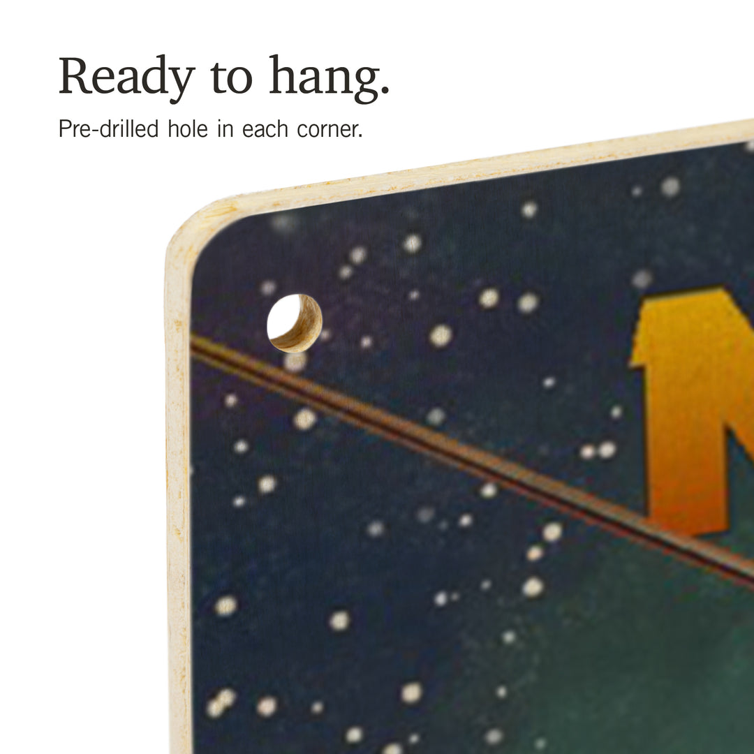 New Mexico Ski Lift, Full Moon Snowboarder, Wood Sign and Postcards
