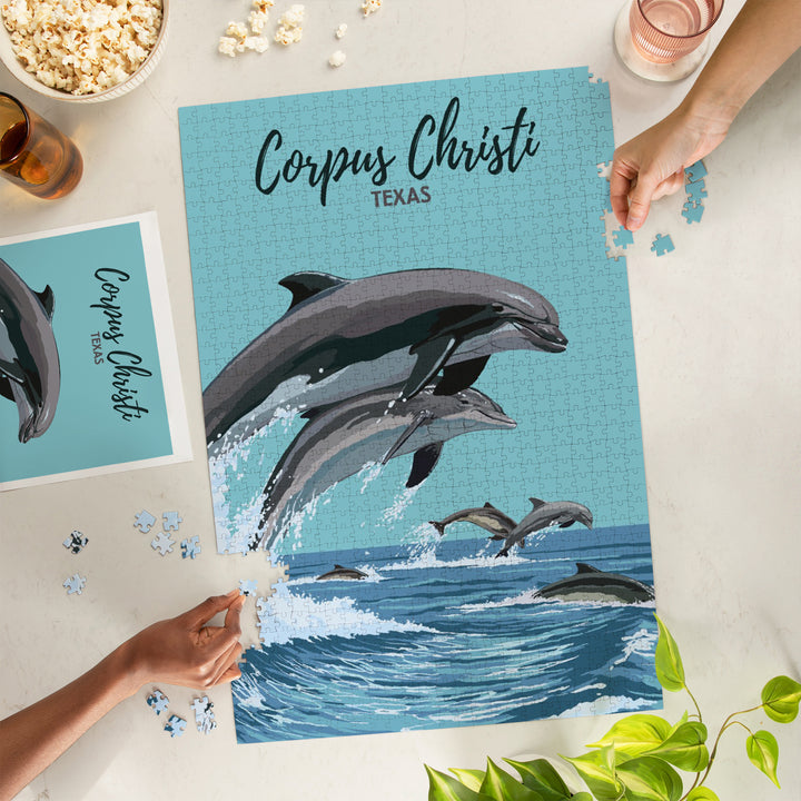 Corpus Christi, Texas, Dolphins Jumping, Jigsaw Puzzle