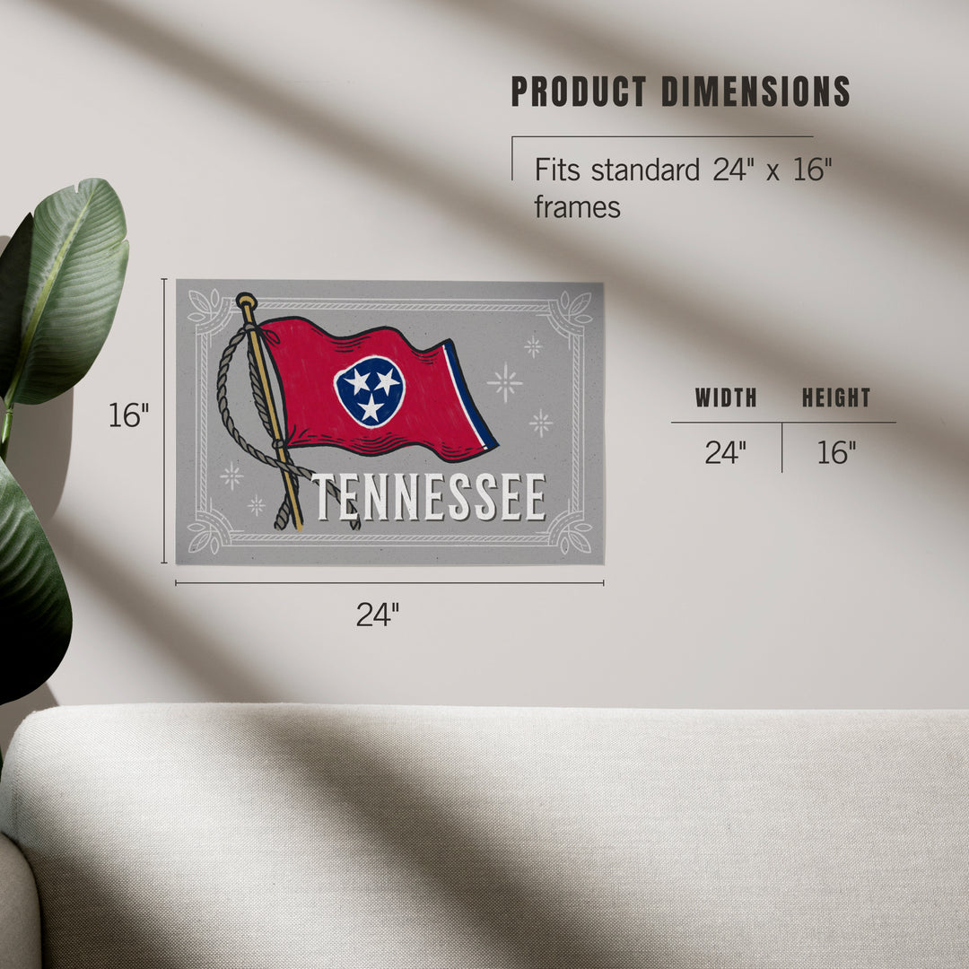 Tennessee, Waving State Flag, State Series, Art & Giclee Prints
