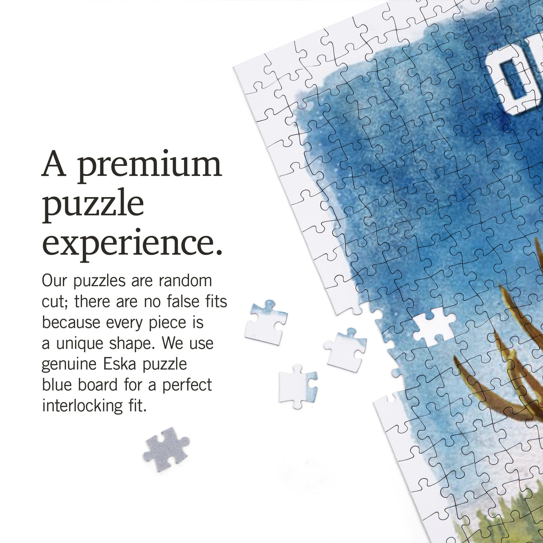 Oregon, Watercolor Study, Moose, 1000 Piece Jigsaw Puzzle