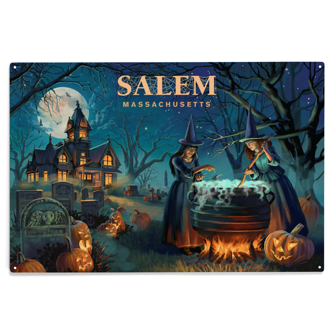 Salem, Massachusetts, Lithograph, Cemetery, Wood Sign and Postcards