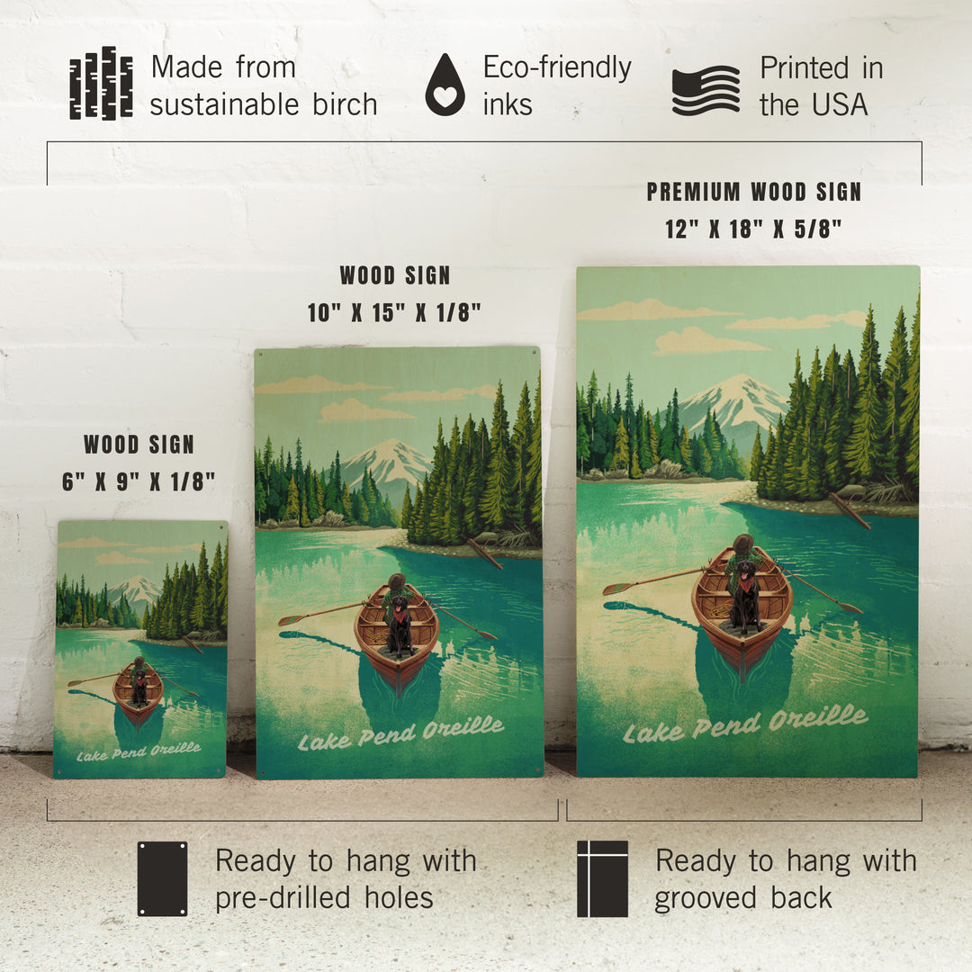 Lake Pend Oreille, Idaho, Get Outside Series, Quiet Explorer, Boating, Mountain, Wood Signs and Postcards - Lantern Press