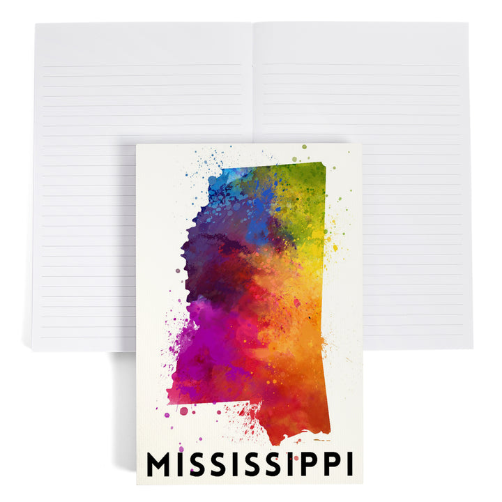 Lined 6x9 Journal, Mississippi, State Abstract Watercolor, Lay Flat, 193 Pages, FSC paper