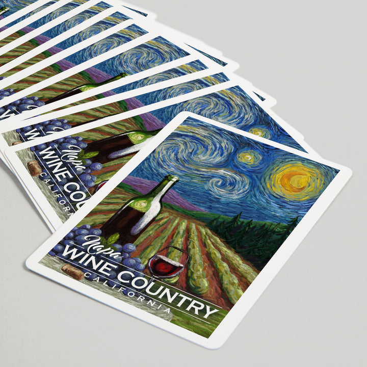 Playing Cards, Napa, California, Wine Country, Vineyard, Starry Night, 52 Card Deck with Jokers in Box, Unique Art
