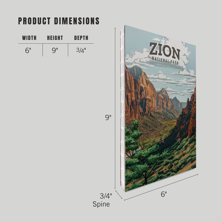 Lined 6x9 Journal, Zion National Park, Utah, Painterly National Park Series, Lay Flat, 193 Pages, FSC paper