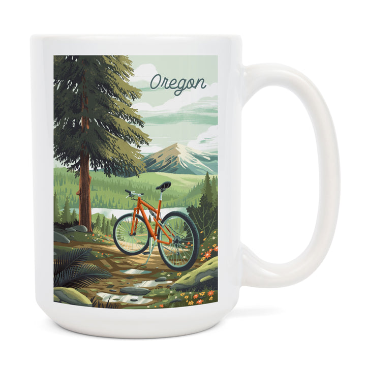 Oregon, Off To Wander, Cycling with Mountains, Ceramic Mug