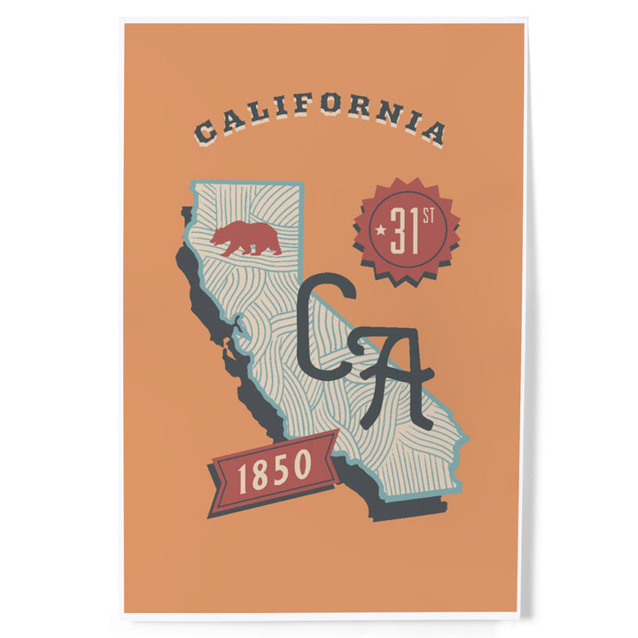 California, Statehood, State Series, Art & Giclee Prints
