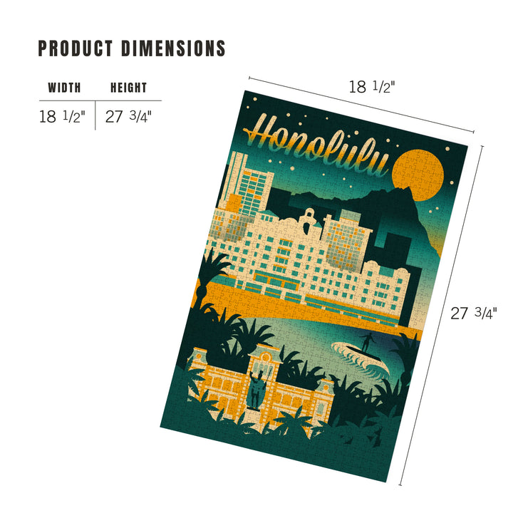 Honolulu, Hawaii, Retro Skyline Chromatic Series, Jigsaw Puzzle