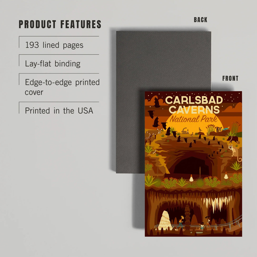 Lined 6x9 Journal, Carlsbad Caverns National Park, New Mexico, Geometric National Park Series, Lay Flat, 193 Pages, FSC paper