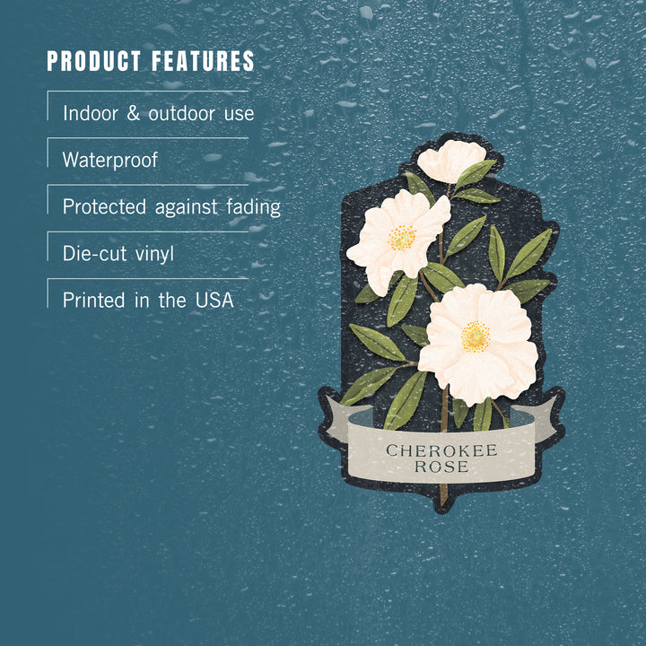 Vintage Flora Noir, Cherokee Rose, Vinyl Sticker