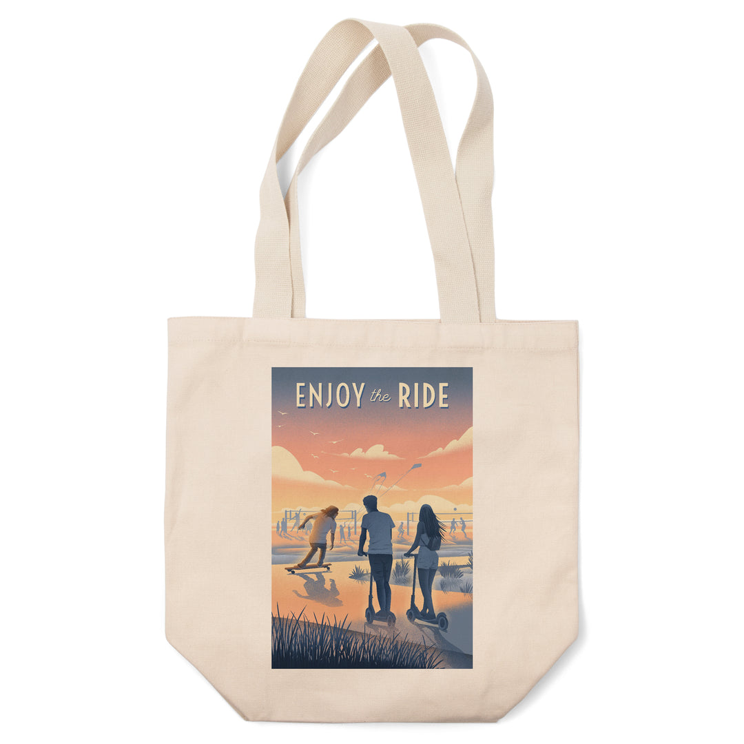 Lithograph, Enjoy the Ride, Longboards and Scooters, Tote Bag