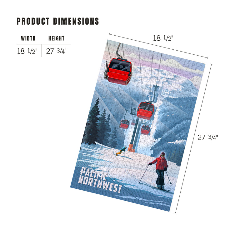 Pacific NW, Lithograph, Gondolas, Red, 1000 Piece Jigsaw Puzzle