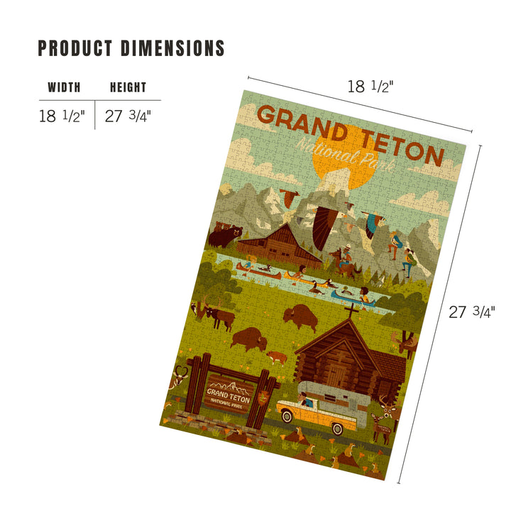 Grand Teton National Park, Wyoming, Geometric National Park Series, 1000 Piece Jigsaw Puzzle