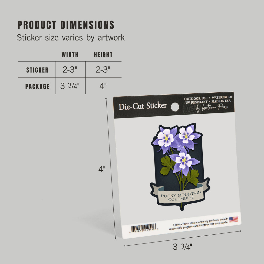 Vintage Flora Noir, Rocky Mountain Columbine, Vinyl Sticker
