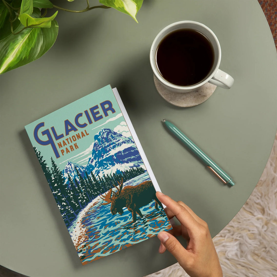 Lined 6x9 Journal, Glacier National Park, Montana, Explorer Series, Moose, Lay Flat, 193 Pages, FSC paper