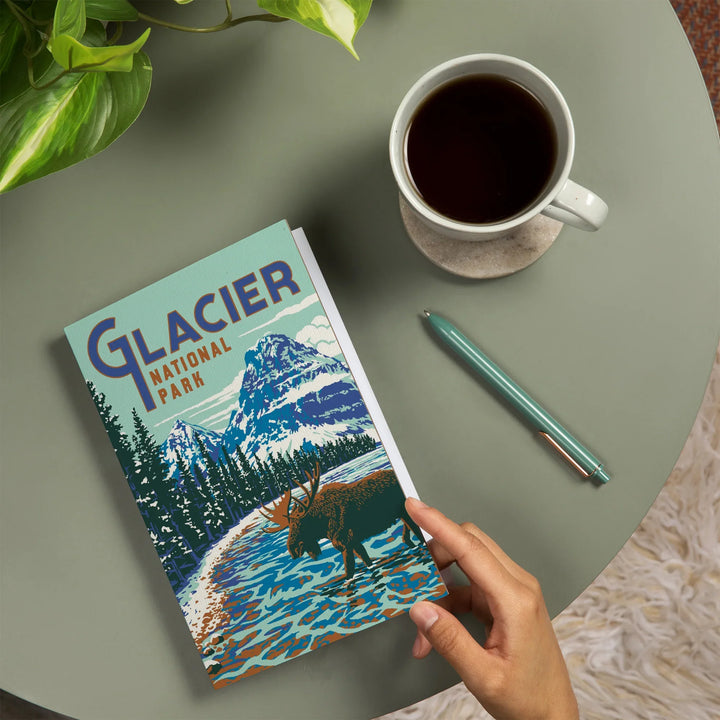 Lined 6x9 Journal, Glacier National Park, Montana, Explorer Series, Moose, Lay Flat, 193 Pages, FSC paper